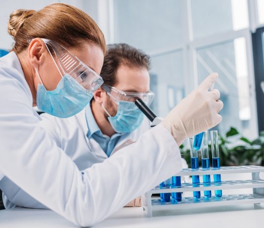 Hétfőig lehet igényelni a kutatás-fejlesztési bértámogatást researchers in white coats and medical masks working with reagents together in lab