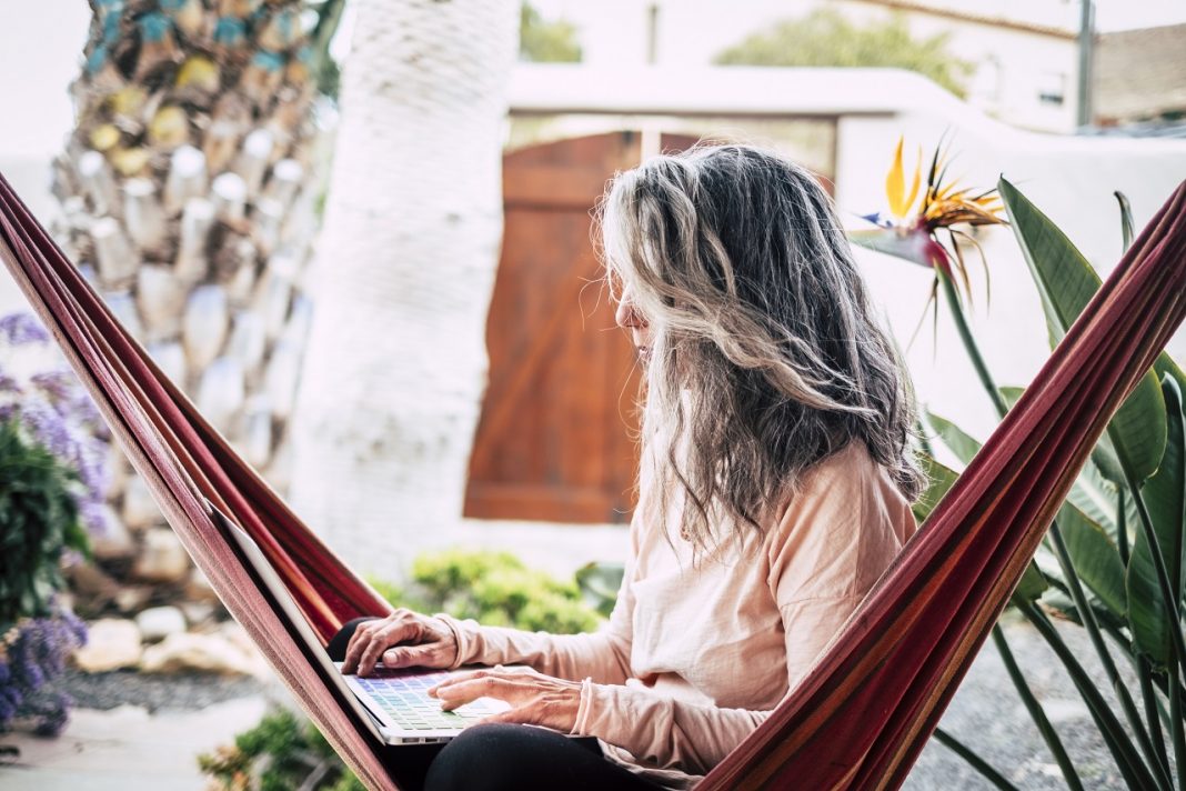 Alternative modern adult people in smart working activity outdoo