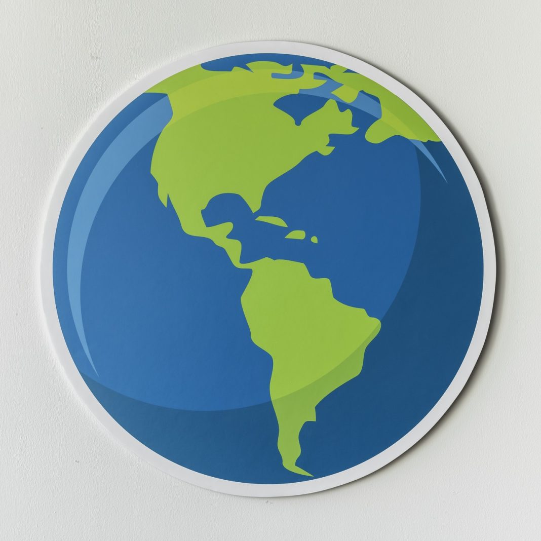 Cut out paper globe icon