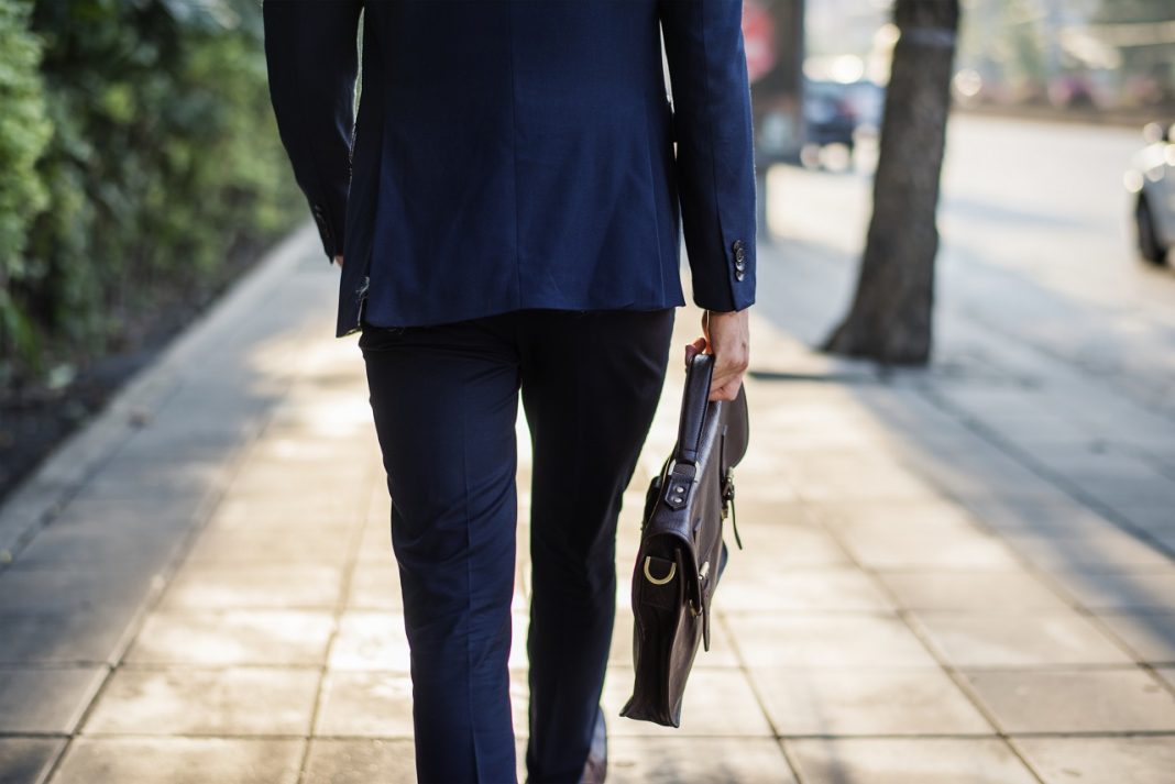 Business man on the go to work